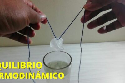 Manos sosteniendo cuerdas que sujetan un cubito de hielo sobre un vaso de agua 04dKevFgrjA