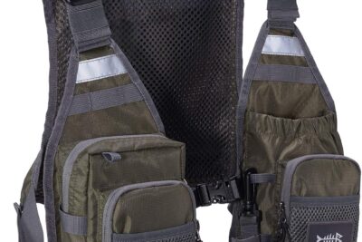 Chaleco de pesca verde oliva con malla trasera, bolsillos y correas ajustables 81QRKsIiOGL. AC SL1500