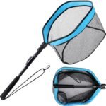 FLISSA Red de Pesca Plegable, Red Pesca Flotante, Durable Sacadera Pesca, con Malla de Goma y Clip para Cinturón, para Pescado en Arroyos, Lagos, Mar, Ríos