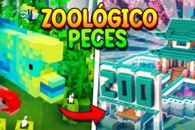 Miniatura estilo Minecraft con peces pixelados, acuarios y edificio acuático mostrando número 200 Bq9RC8oxuFY