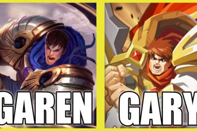 Ilustración partida mostrando a Garen a la izquierda y a Gary a la derecha, ambos con armaduras y expresiones de combate