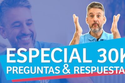 Miniatura con texto ESPECIAL 30K PREGUNTAS & RESPUESTAS, presentador sorprendido y fondo con sonrisa