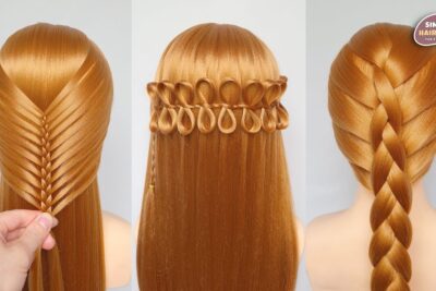 Maniquí con tres peinados trenzados y corona de lazos bR0lbaoGiRA