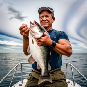 Junto a un pescador sorprendido