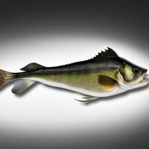 Ilustración realista de un bass con escamas verdes y aletas oscuras que ilustra diferencias entre bass agua dulce salada cual elegir