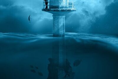 Persona pescando desde un faro bajo la luna, equipo necesario pescar hielo