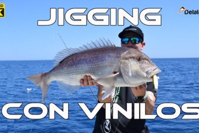 Persona sosteniendo un gran pez capturado con vinilos en el mar f4Rz7Du24Ek