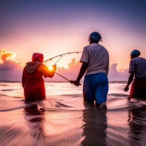 Red de pesca sostenible en aguas cristalinas: armonía entre la captura responsable y la conservación del ecosistema marino