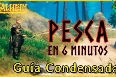 Personaje de Valheim pescando en la orilla entre árboles y rocas, guía rápida j0io7ZFRwos