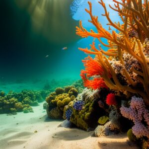Arrecife submarino con corales multicolores y peces que ejemplifica la importancia biodiversidad acuatica pesca sostenible en hábitats marinos.