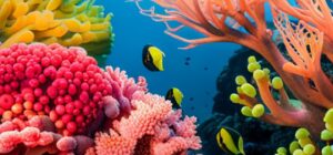 Arrecife de coral colorido con peces tropicales que destaca la importancia de la conservacion marina.
