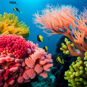 Arrecife de coral colorido con peces tropicales que destaca la importancia de la conservacion marina.