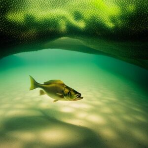 Lubina pantanos manglares nadando en aguas someras bajo raíces de manglar sobre fondo arenoso.