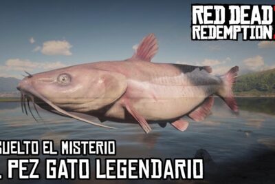Pez gato legendario gigante sobre el agua junto a orilla del lago prwEnpWd6lM
