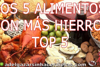 Montaje de alimentos ricos en hierro como langosta, ostras, hígado, frutos secos y semillas qJVzn kgtmM