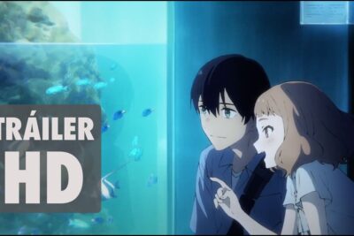 Pareja de jóvenes estilo anime observando peces en un acuario con texto de tráiler HD rbHVjdC2HLc