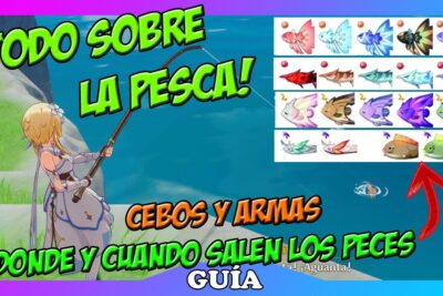 Personaje pescando en la orilla con ilustraciones de especies y cebos vjSl L HvRQ